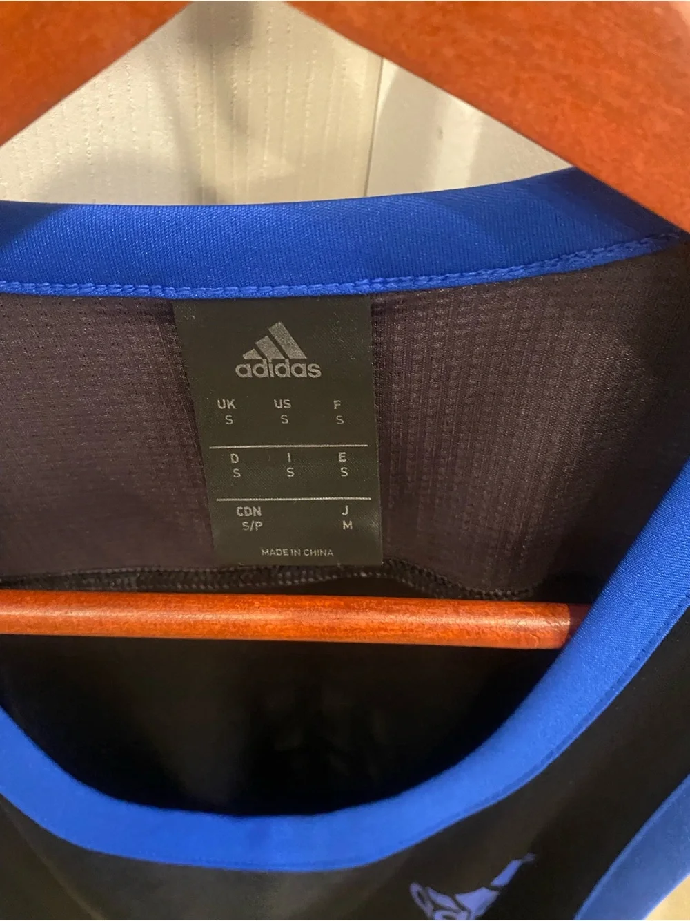 adidas Black Tank with Blue Trim and Logo